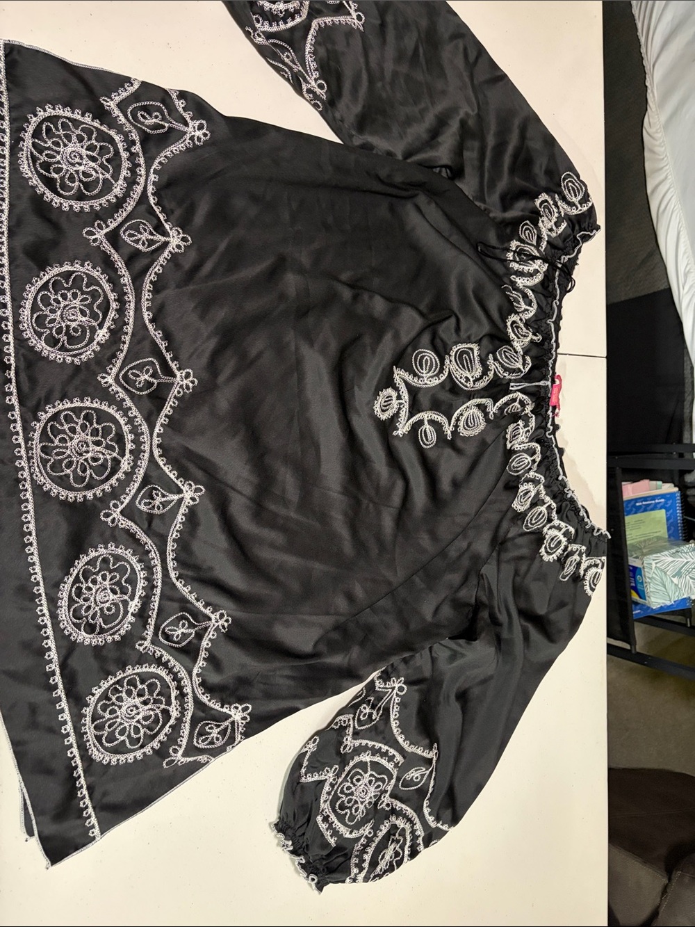Sunny Leigh Black Embroidered Peasant Tunic